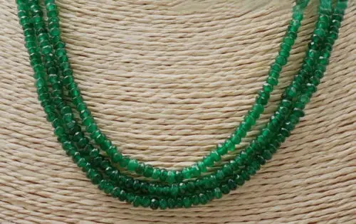 Бусины GENUINENATURAL 3 ряда 2x4 мм граненые Зеленые Изумрудные счеты NECKLACE17-19 дюйма AA |