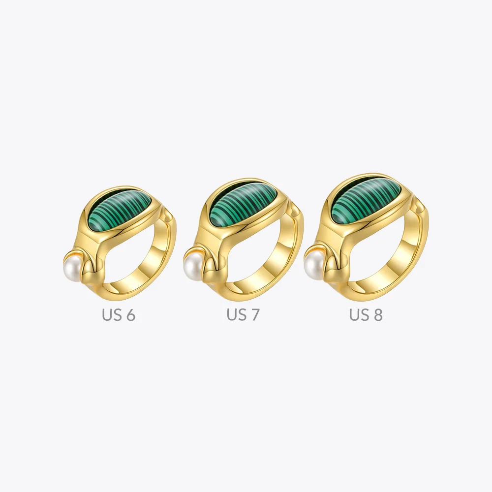 ENFASHION Green Natural Stone Rings For Women Gold Color Ring With Resin Pearl 2021 Friends Gift Fashion Jewelry Anillos R214090 | Украшения