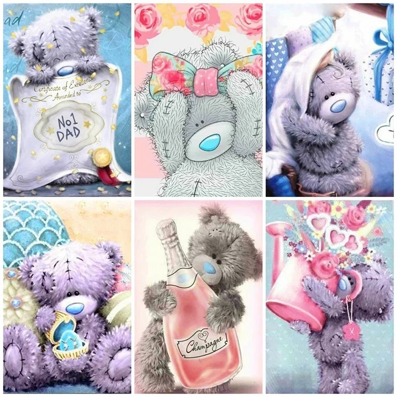 

Алмазная 5D картина с игрушками, мультяшным медведем, полная картина, квадратная, круглая, «сделай сам», алмазная вышивка, холст, картины для ...