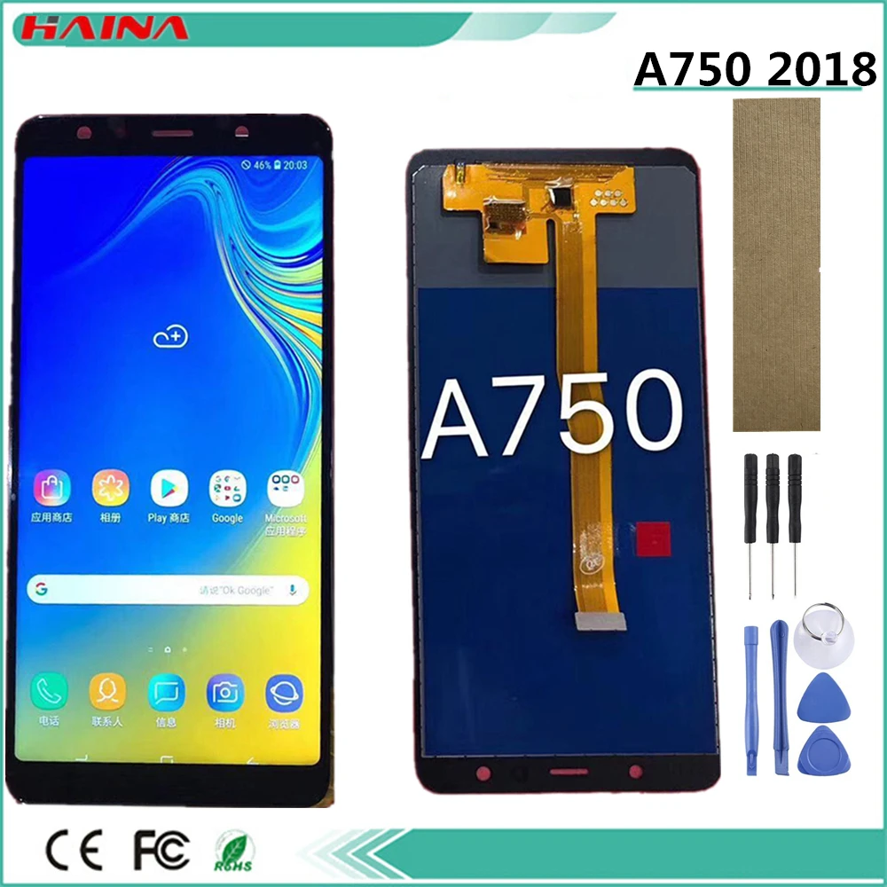 ЖК-дисплей AMOLED для Samsung Galaxy A7 2018 сенсорный экран с цифровым преобразователем в