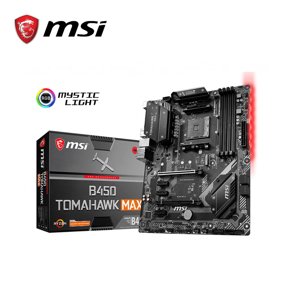 Материнская плата MSI b450 tomahawk max amd ryzen 3rd cpu am4 gaming M.2 USB 3,1 4xDDR4 Crossfire ATX b450 новая материнская плата 2011