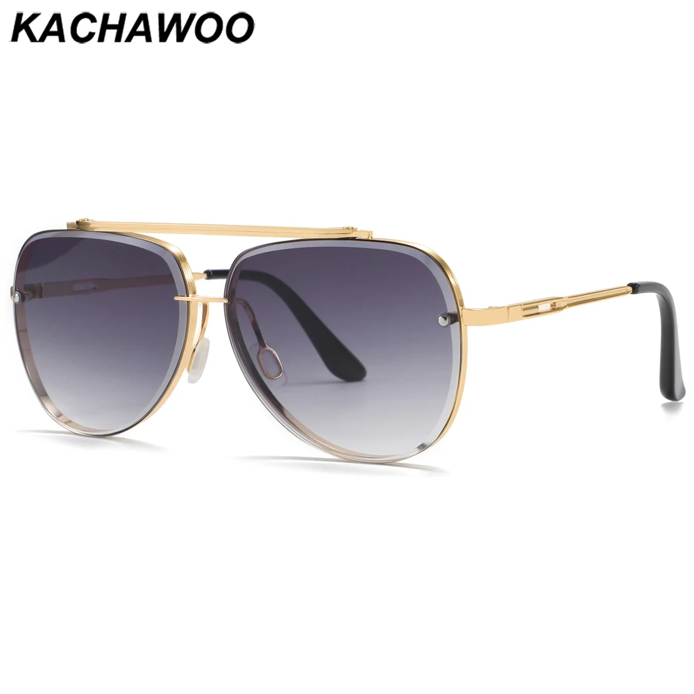 

Мужские и женские очки в стиле ретро Kachawoo, большие солнцезащитные очки в металлической оправе с двойной перемычкой, синие дорожные солнцеза...