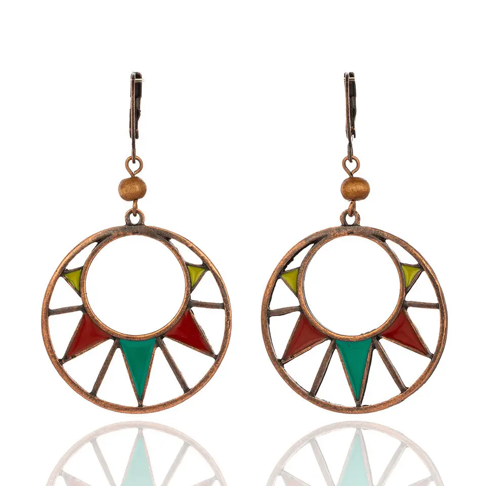 Мода 2019 этнические круглые Висячие серьги для женщин женские Haning ювелирные