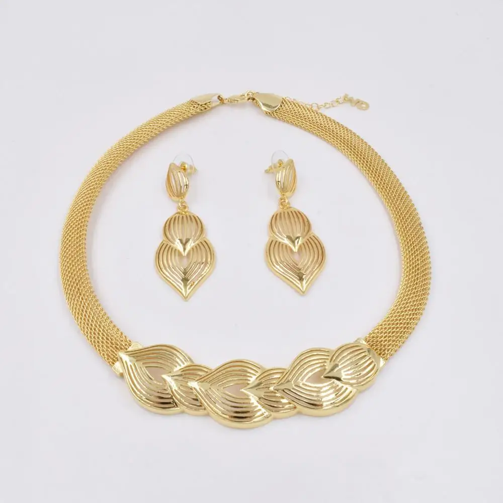 Новинка 2018 высококачественный Дубай большой набор украшений 3 тона золотой цвет