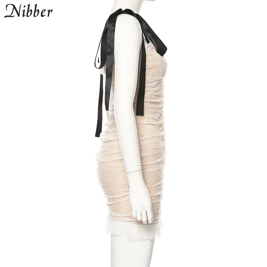Nibber/осенний пляжный отдых, досуг, Сетчатое платье, женские 2019элегантные вечерние клубные платья, облегающее мини-платье, mujer, белое тонкое мягкое платье