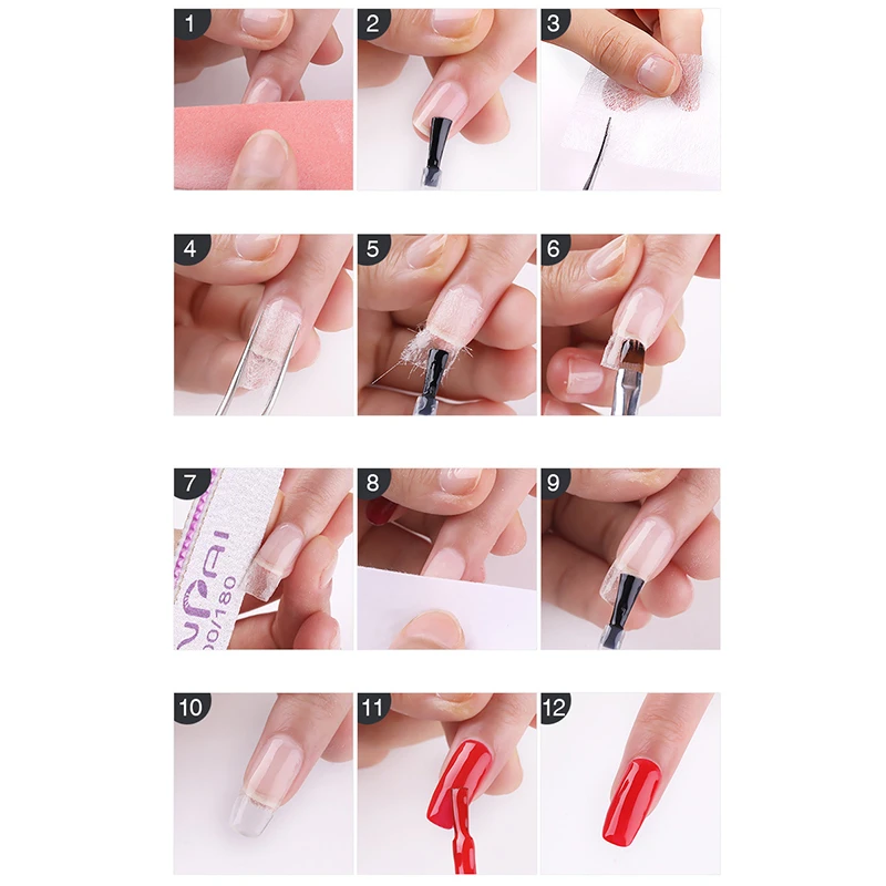 

10Pc New Silk Fiberglass For Nail extension Form Non-woven Silks UV Gel For Building Fiberglass DIY Nail Acrylic Tips Set