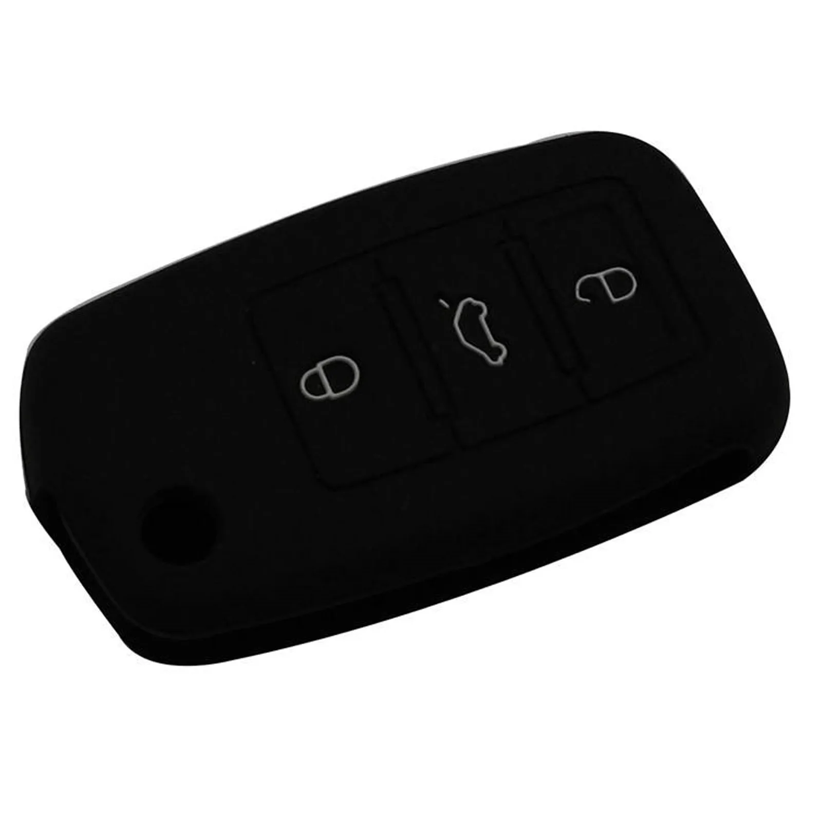 Jingyuqin 3B силиконовый чехол для ключей автомобиля для VW Golf Bora Jetta POLO Passat Skoda Superb Octavia Fabia SEAT Ibiza Leon Procted - Название цвета: black