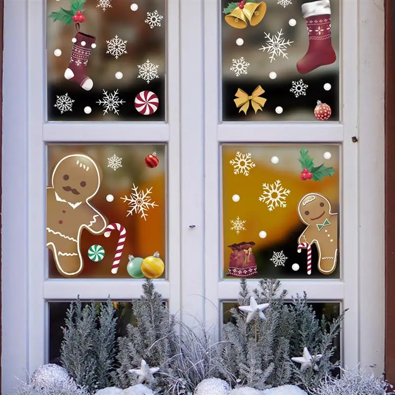 

2 Sheets Christmas Window Wall Clings Decal Stickers Festival Decor Ornament