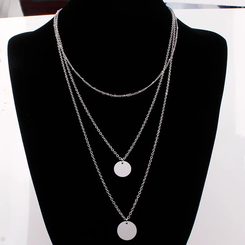 Fashion Sequins Multi-layer Choker Chain Necklace Charms Women Tassel Gold Silver Pendant Statement Necklaces Jewelry | Украшения и