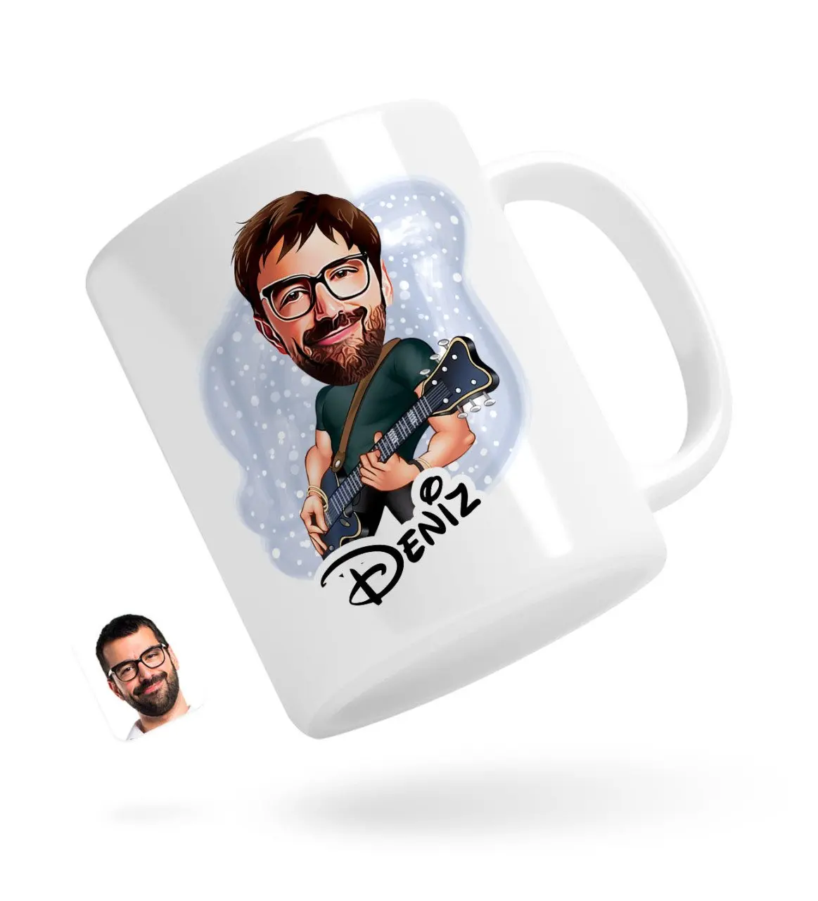 

Персонализированные Для мужчин гитариста карикатура белая кружка Bardak-1