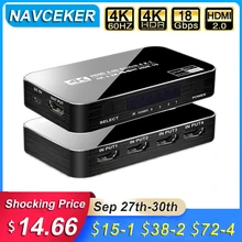 2020 Best 4K HDMI Switch 2.0 Support RGB 4:4:4 HDR HDMI Switch 4K 60Hz HDMI 2.0 Switch Remote IR UHD 4 Port HDMI Switch Switcher