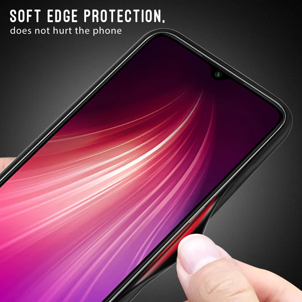 Чехол из закаленного стекла для Xiaomi Redmi Note 8, Ударопрочный Мягкий каркас, жесткая стеклянная задняя крышка для Xiaomi Redmi Note 8 Pro