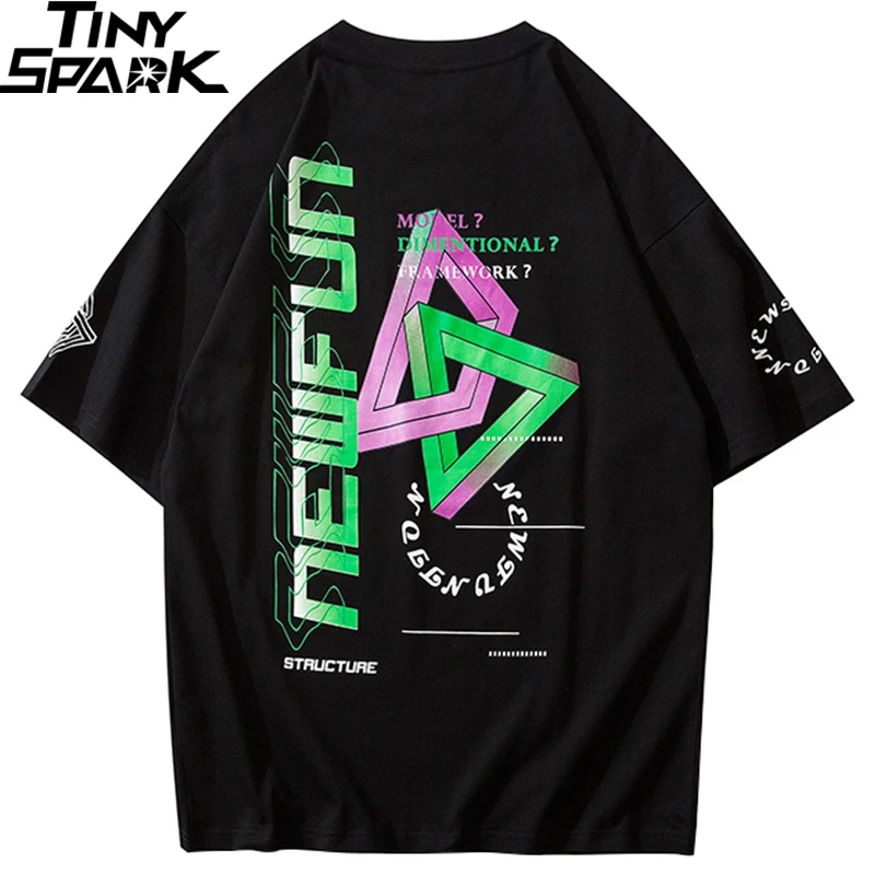 Футболка мужская хип хоп 2020 уличная футболка Харадзюку с геометрическим принтом