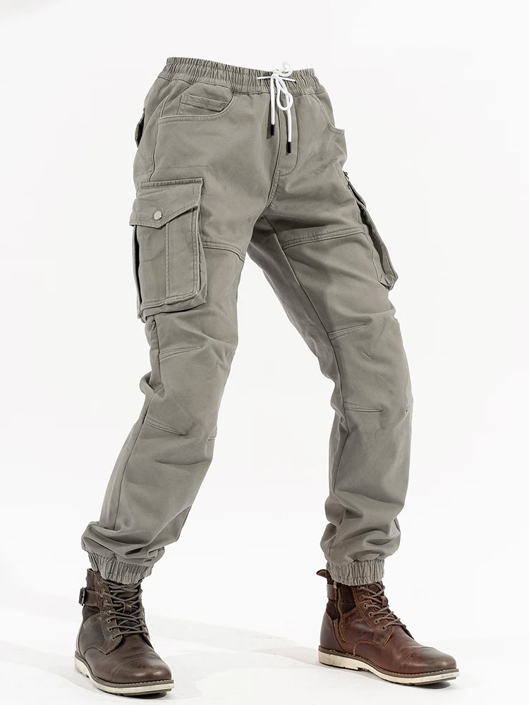 Новые прочные карманные мотоциклетные брюки для мужчин, стойкие к падениям, четыре сезона, элегантные узкие джинсы.