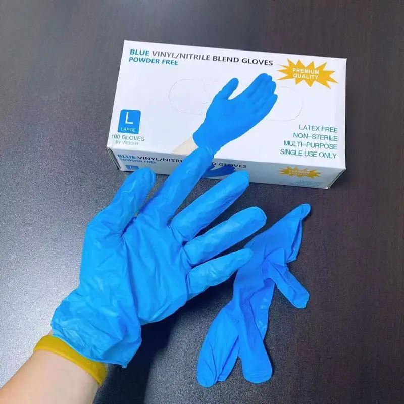 

BLUE VINYL/ NITRILE BLEND GLOVES POWDER FREE (1B0X 100 PCS)