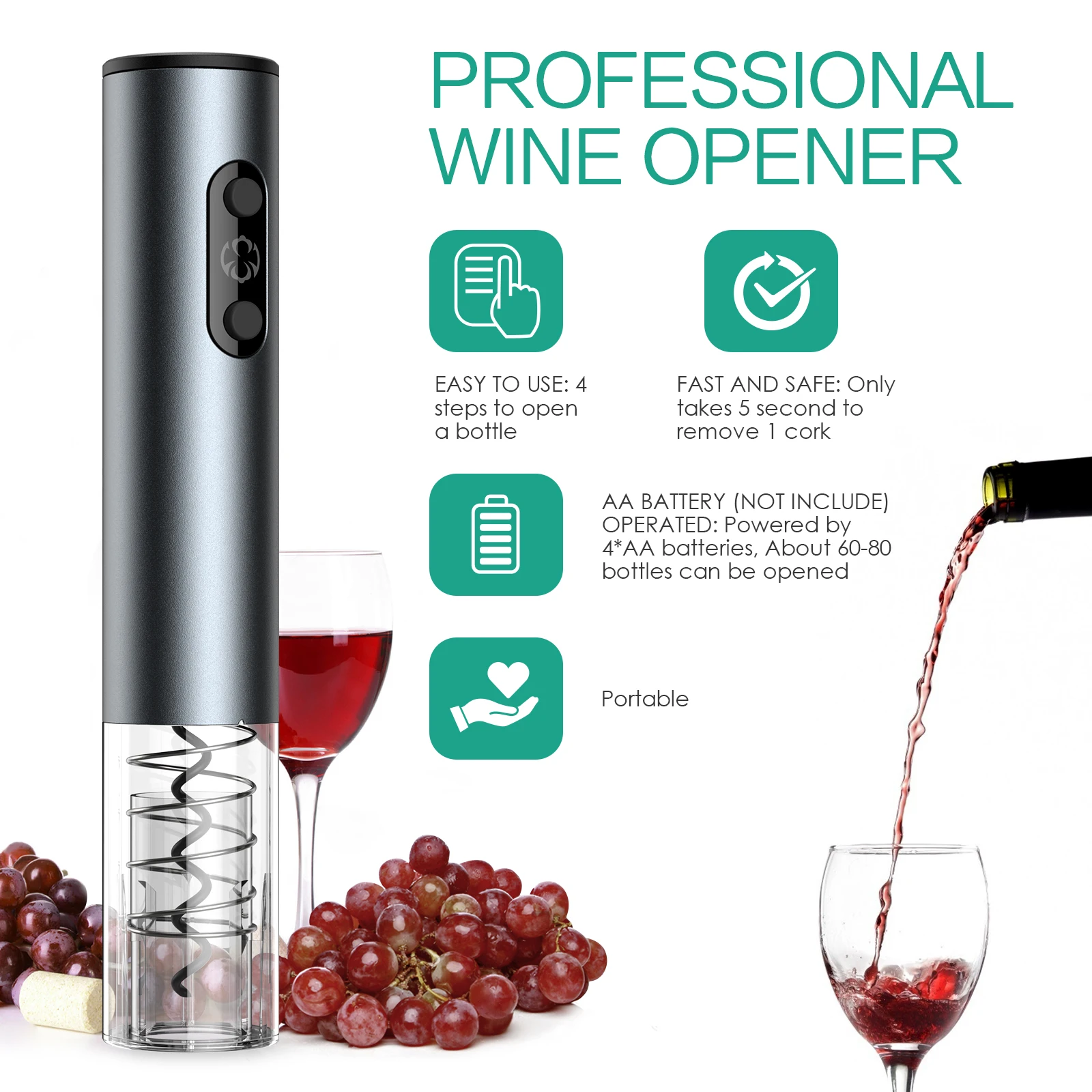 

Набор электрических открывалок для бутылок вина, набор для резки фольги, автоматический штопор для вина, кухонные гаджеты, консервный нож