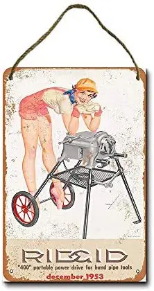 

Metal Sign 8x12 Inch 1953 Rigid Hand Pipe Tools Pinup Wall Decor Hanging Sign