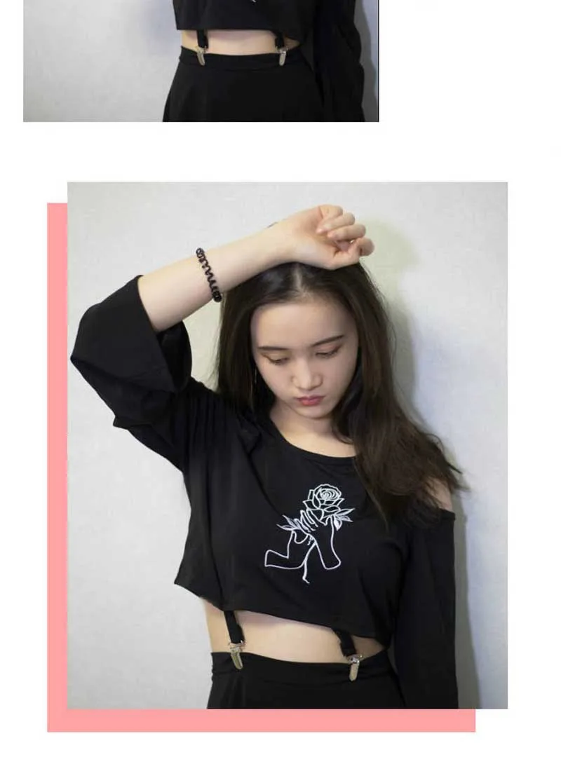 Женское платье в стиле Харадзюку Черное короткое ТРАПЕЦИЕВИДНОЕ мини-платье с