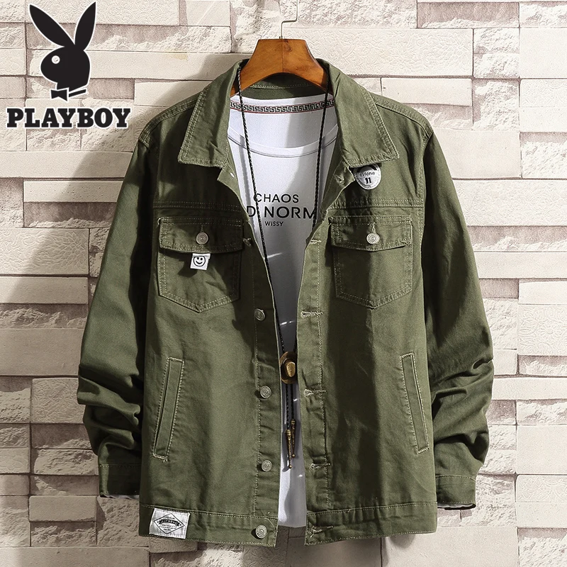 

Playboy Denim Jacket Men's Spring and Autumn 2021 New Trendy All-Match Fashion Handsome Workwear Jacket Men's Top