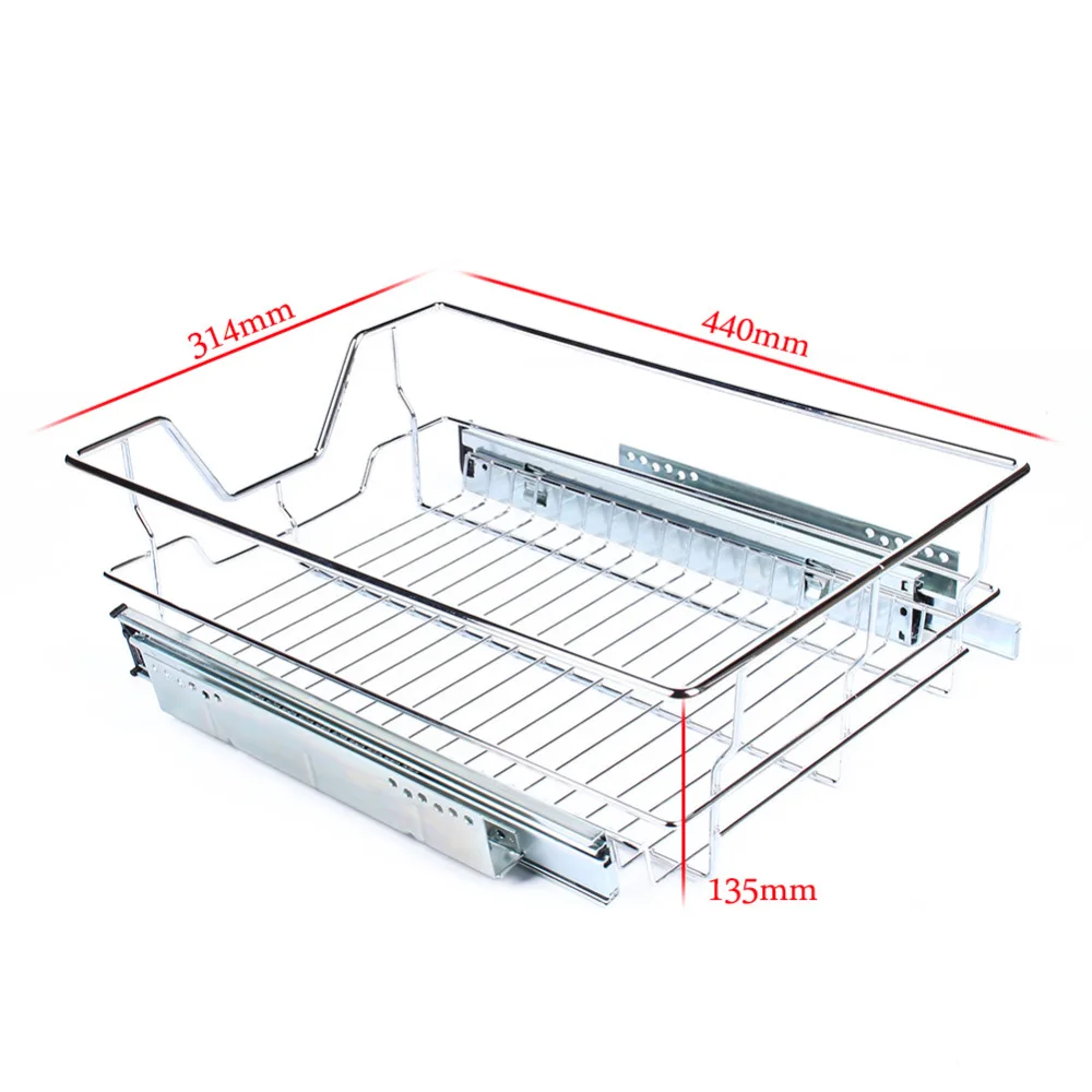 

1PC Kitchen Organizer Pull Out Sliding Metal Basket Drawer Storage Cabinet Organiser Drawer Organiser Space Saver Storage Rack