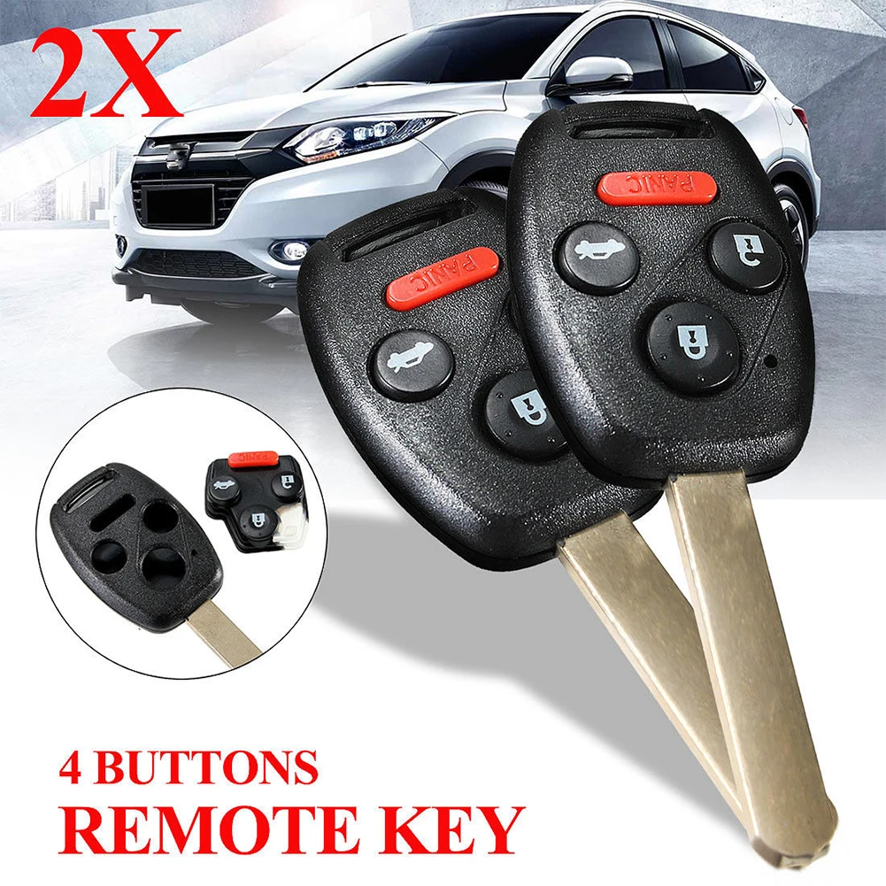 

2Pcs 4 Button Keyless Entry Remote Key Fob Shell Case Cover Fit for 08-11 FOR Ho*nda FOR Ac*cord