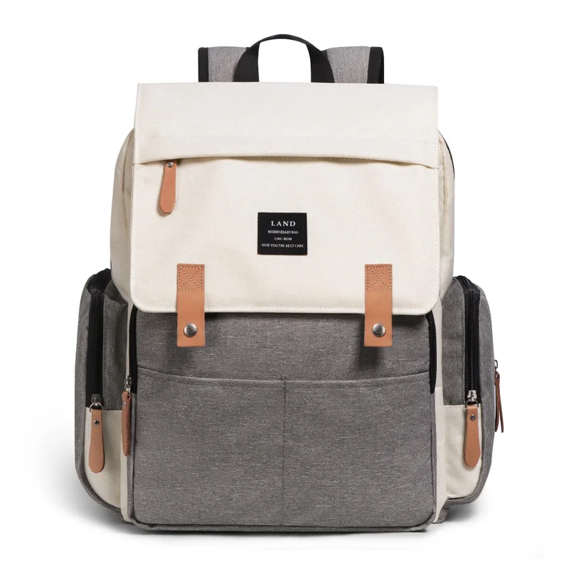 Gray Beige Аутентичные сумки для подгузников LAND Mommy, большой вместительный дорожный рюкзак для подгузников с застежкой-молнией, сумки для кормления детей, Новинка - Цвет: Gray Beige