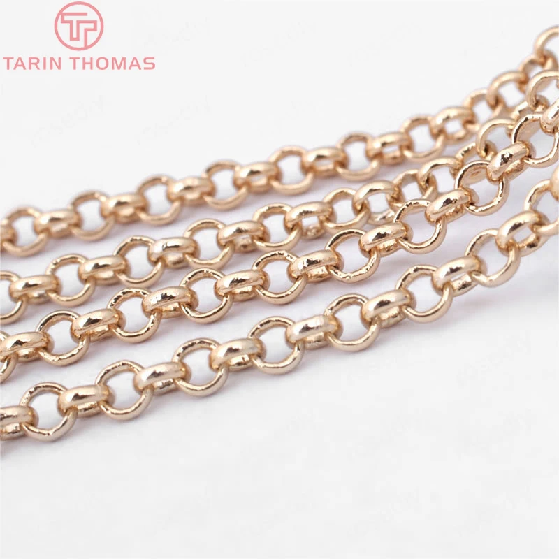 Латунные круглые цепи с покрытием 24-каратным золотом 2 м мм 5 3 цепочки для