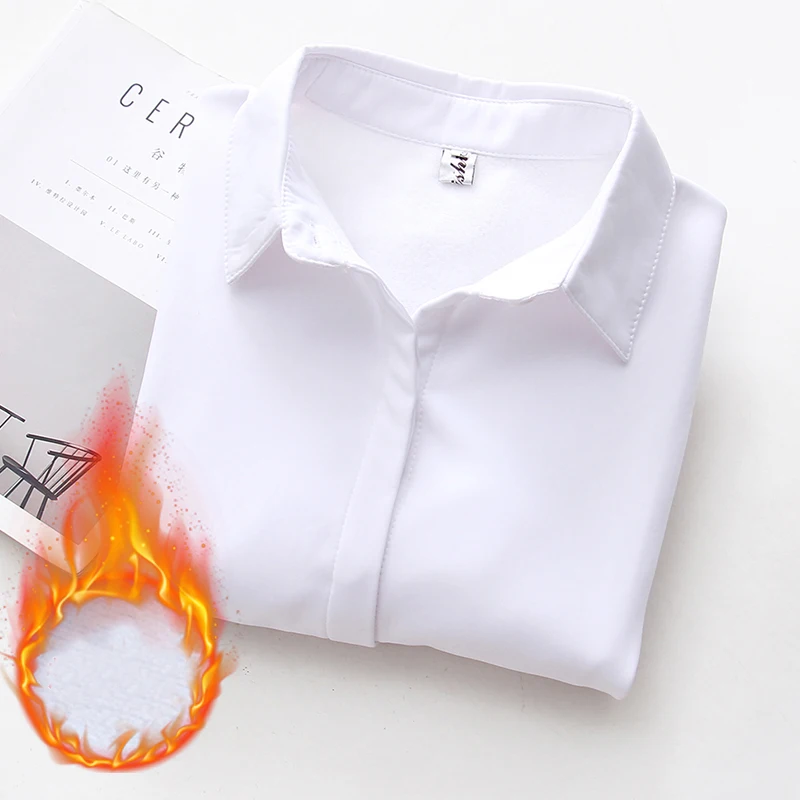 Толстые бархатные женские рубашки JMPRS 2021 зимние черные белые теплые с длинным