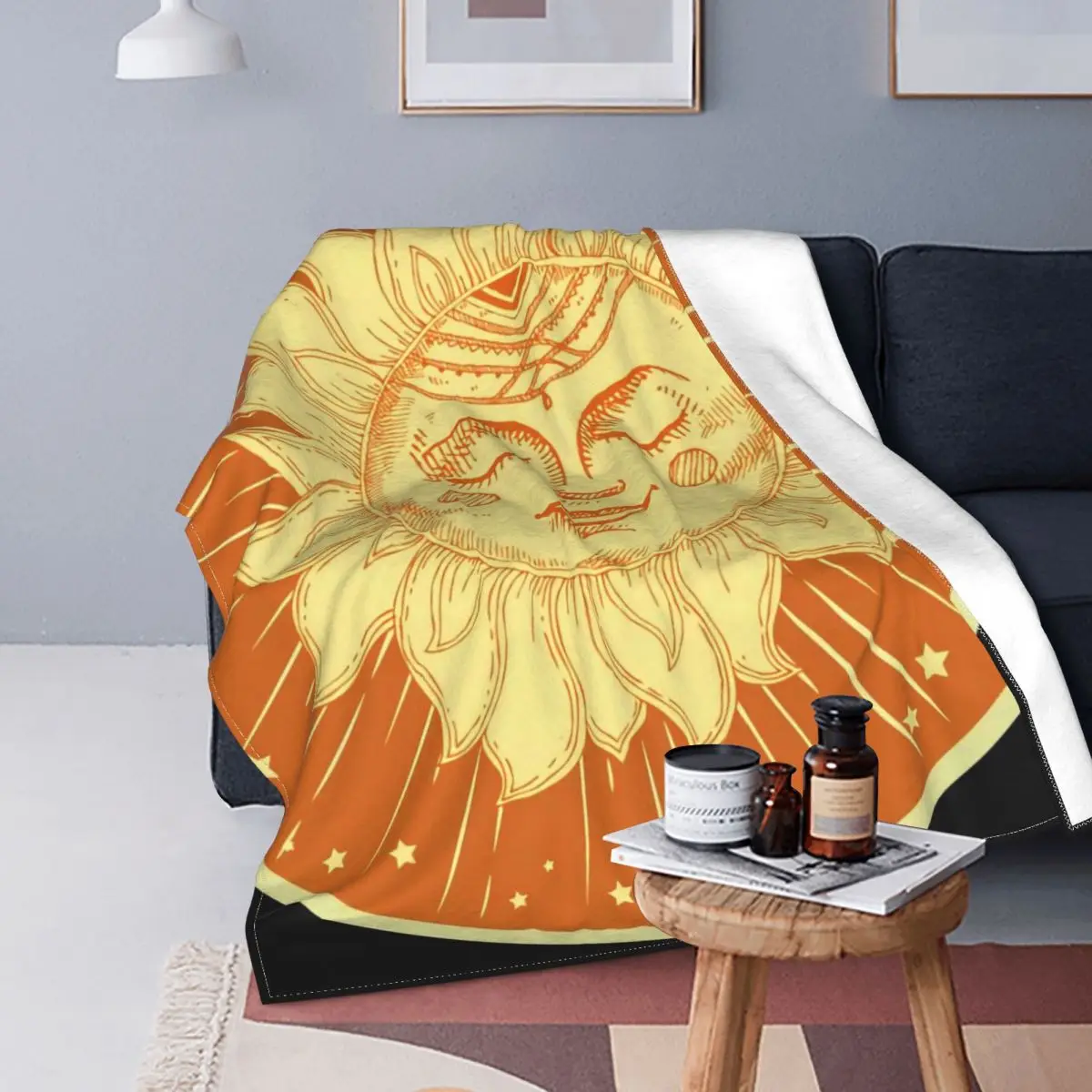 

Mandala Tarot Card Divination Witchcraft Blanket Plaid Stitch Warm Breathable Flannel Throw Blankets For Couch Travel