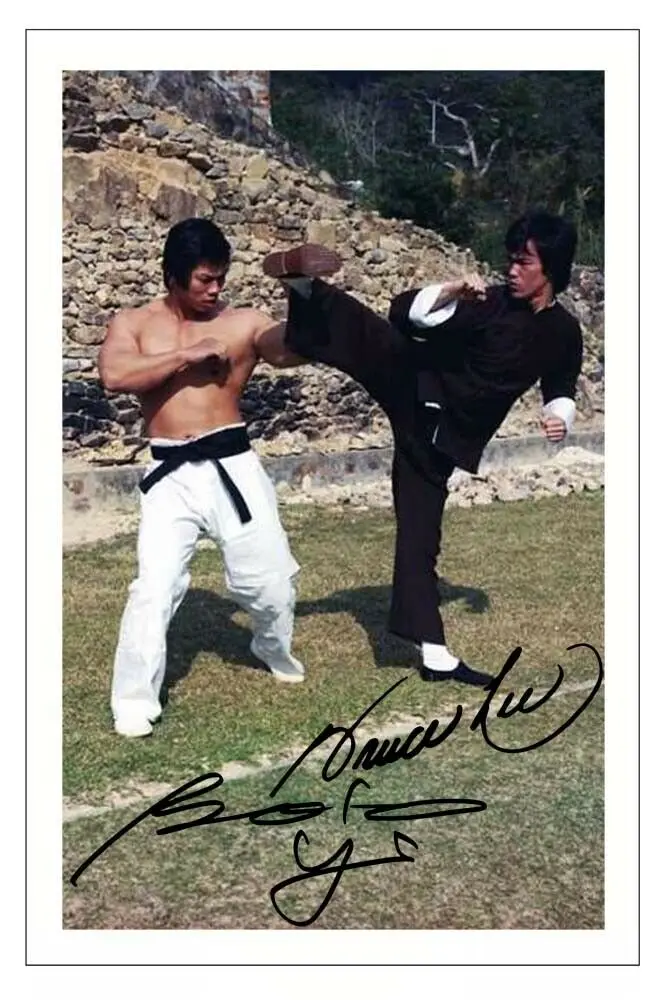 

BOLO YEUNG & Брюс Ли подписанный фильм Искусство шелк плакат печать 24x36 дюймов