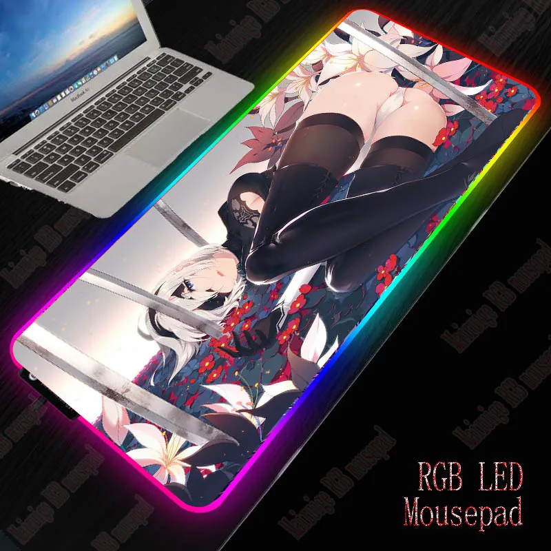 XGZ Nier Automata сексуальная девушка RGB коврик для мыши игровая клавиатура Коврик для мыши большой компьютерный коврик для мыши геймер подсветка Mause коврик Настольный коврик