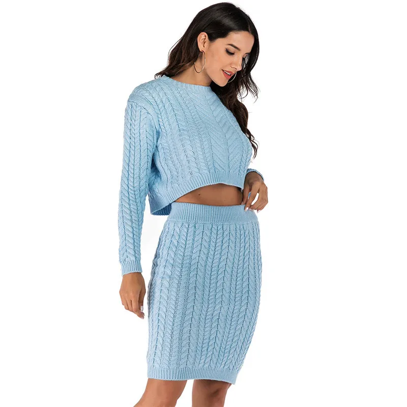 NORMOV Повседневный Женский вязаный комплект со свитером женственный сексуальный