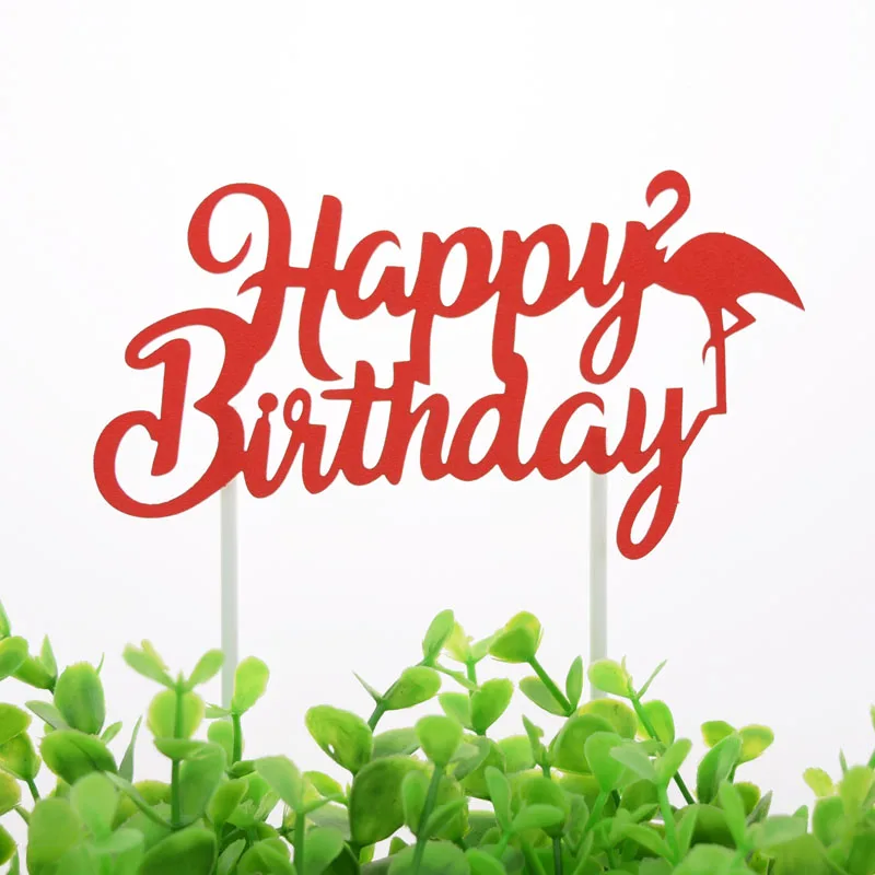 

Flamingo Cake Topper Flags Kids Happy Birthday Decoration Anniversary Glittler Cupcake Topper Wedding Party Baking DIY XMAS New