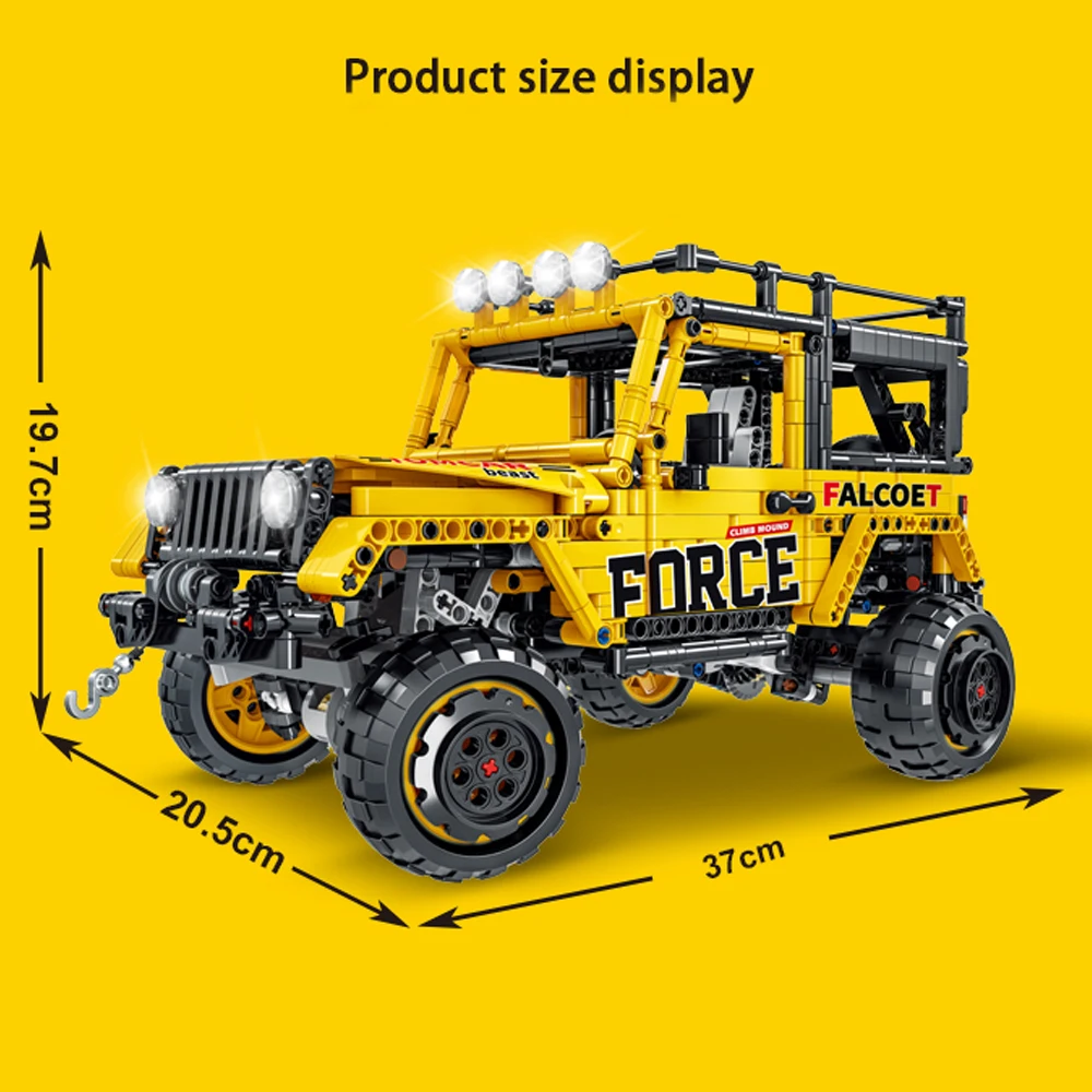 

Creator Expert Yellow Off-road Jeep Car 1607 Pcs SUV Sports Vehicle Moc Modular Bricks Building Blocks Technical Model Toys
