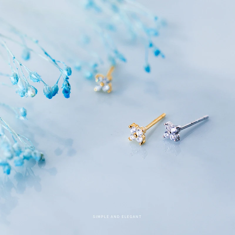 Colusiwei блестящий прозрачный CZ цветок миниатюрные серьги-гвоздики для женщин