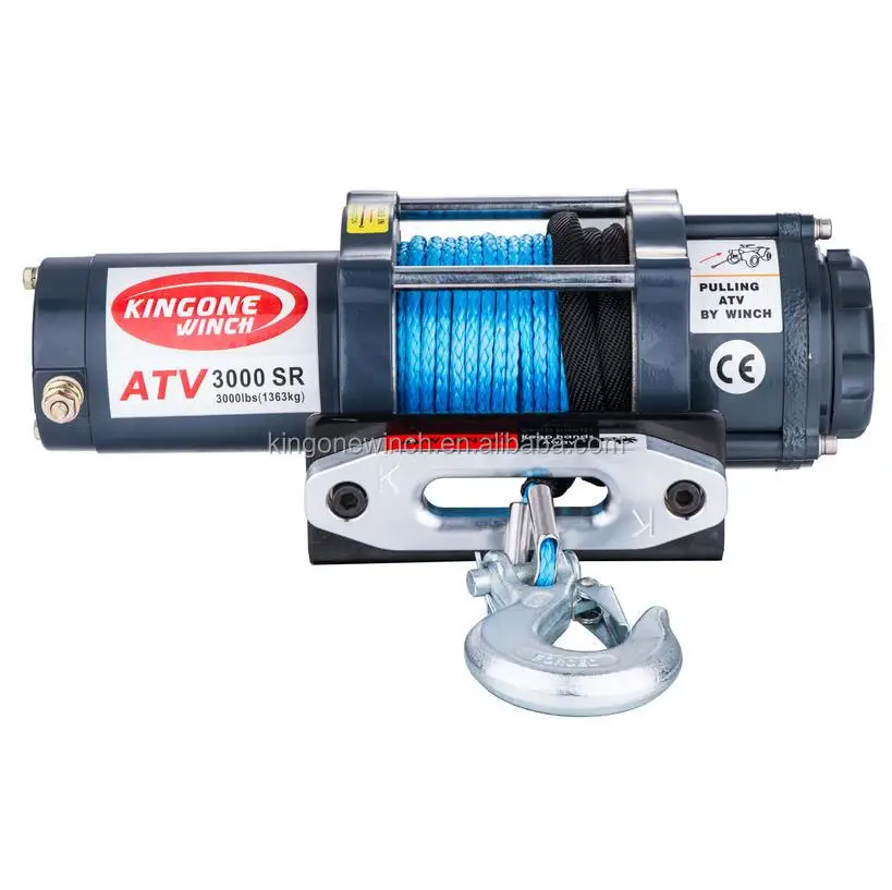 

CE approved ATV winch, dc 12v electric w synthetic rope 3000LB