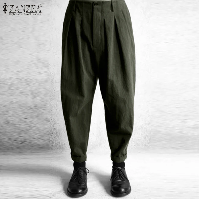 Брюки-султанки ZANZEA женские с завышенной талией однотонные длинные штаны