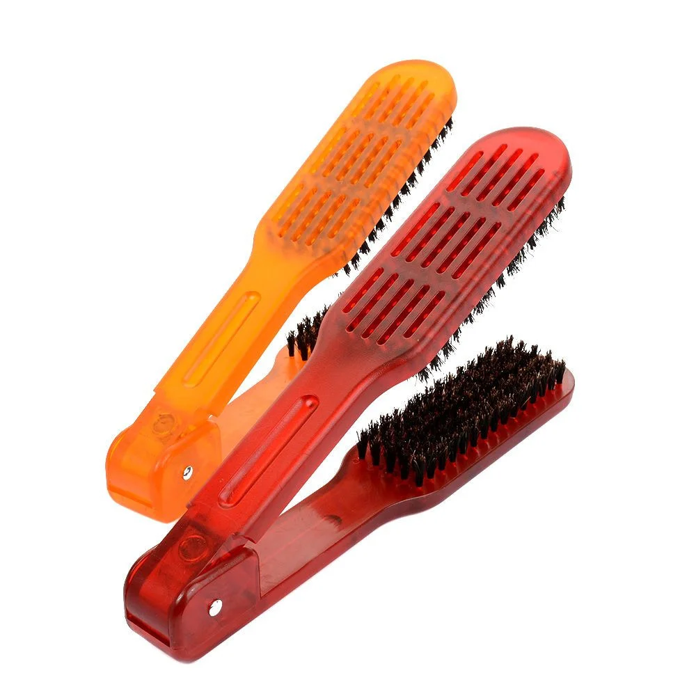 Расческа для парикмахерских волос двусторонняя щетка зажим салонный Стайлинг