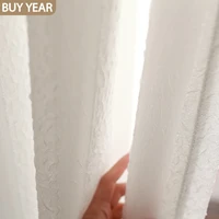 2022 new nordic curtains for living room bedroom seersucker transparent and opaque thick white gauze light luxury tulle curtains