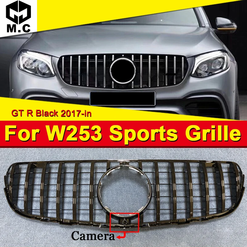 Для Benz W253 X253 Спорт решетка гриль GTS Стиль ABS глянцевый черный с камера GLC класс GLC250
