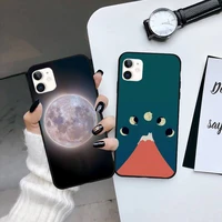 moon aestheticism night phone case black color for iphone 13 12 11 mini pro max x xr xs 7 8 6 6s plus se cover funda
