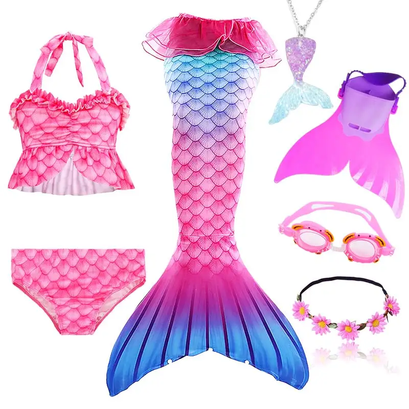 Женский Детский костюм Русалочки ожерелье косплей для девочек купальный бикини