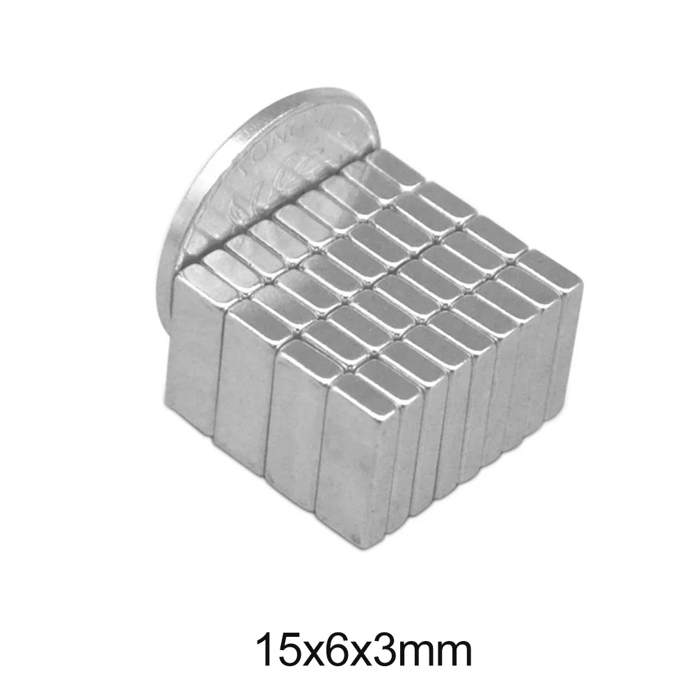 20 ~ 500 шт 15x6x3 мм сильный редкоземельный магнит толщиной 3 блок прямоугольный