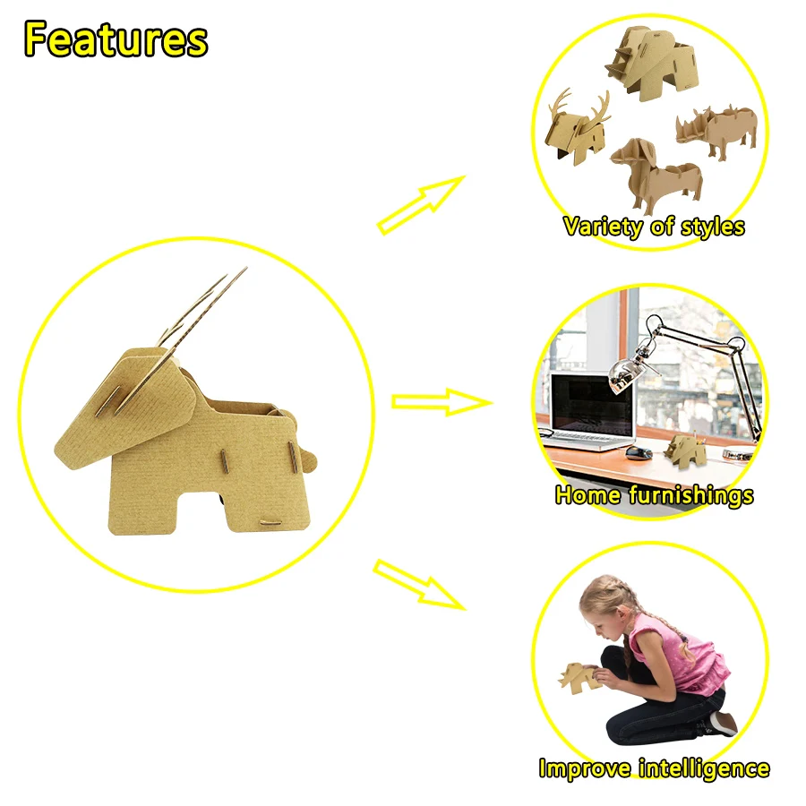 DIY милый лося картон 3D пазл ручной работы Сборка олень коробка для хранения