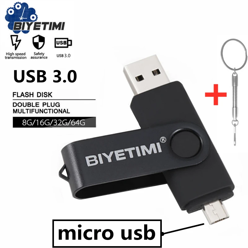 

USB флеш-накопитель Biyetimi otg, 3,0 ГБ, 64 ГБ, 128 ГБ, Флешка 32 Гб для смартфона/планшета/ПК, высокоскоростная usb-карта памяти в подарок