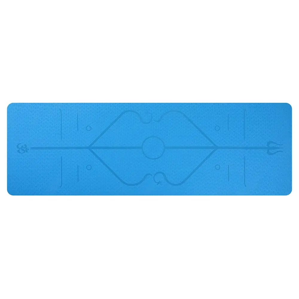 Blue with Line Зимние Нескользящие коврики для йоги из ТПЭ, безвкусные Пилатес, гимнастические упражнения, спортивные коврики для гостиной, для фитнеса, бодибилдинга с позиционной линией - Цвет: Blue with Line