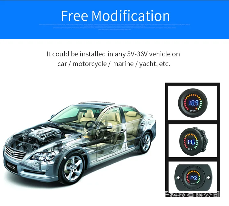 DC 12V Универсальный Автомобиль Мотоцикл лодка светодиодный цифровая панель вольтметра монитор, Вольт-метр Датчик Дисплей автомобильные аксессуары