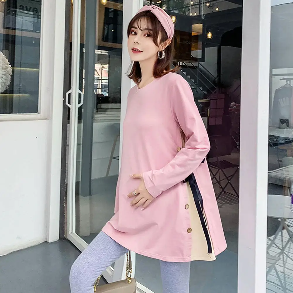 DSstyles 2 шт./компл. свободный для беременных топ с длинными рукавами регулируемые