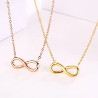 gold titanium steel necklace for women jewelry fashion simple digital 8 pendant stainless steel neck chain party accessories