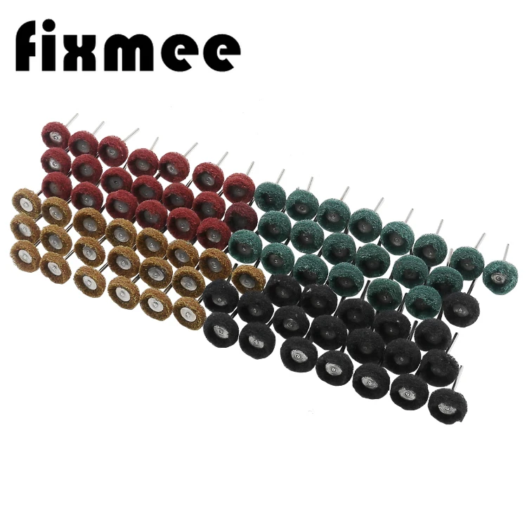 

80pcs/set Mini Brush Scouring Pad Abrasive Wheel Nylon Fiber Grinding Sanding Head Buffing Polishing Wheel 1"25mm Set For Dremel